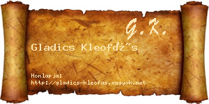 Gladics Kleofás névjegykártya